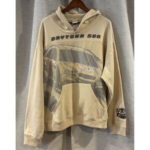 NASCAR‎ Daytona 500 Hoodie Mens XXL Lt Birch Cream Mesh Graphic